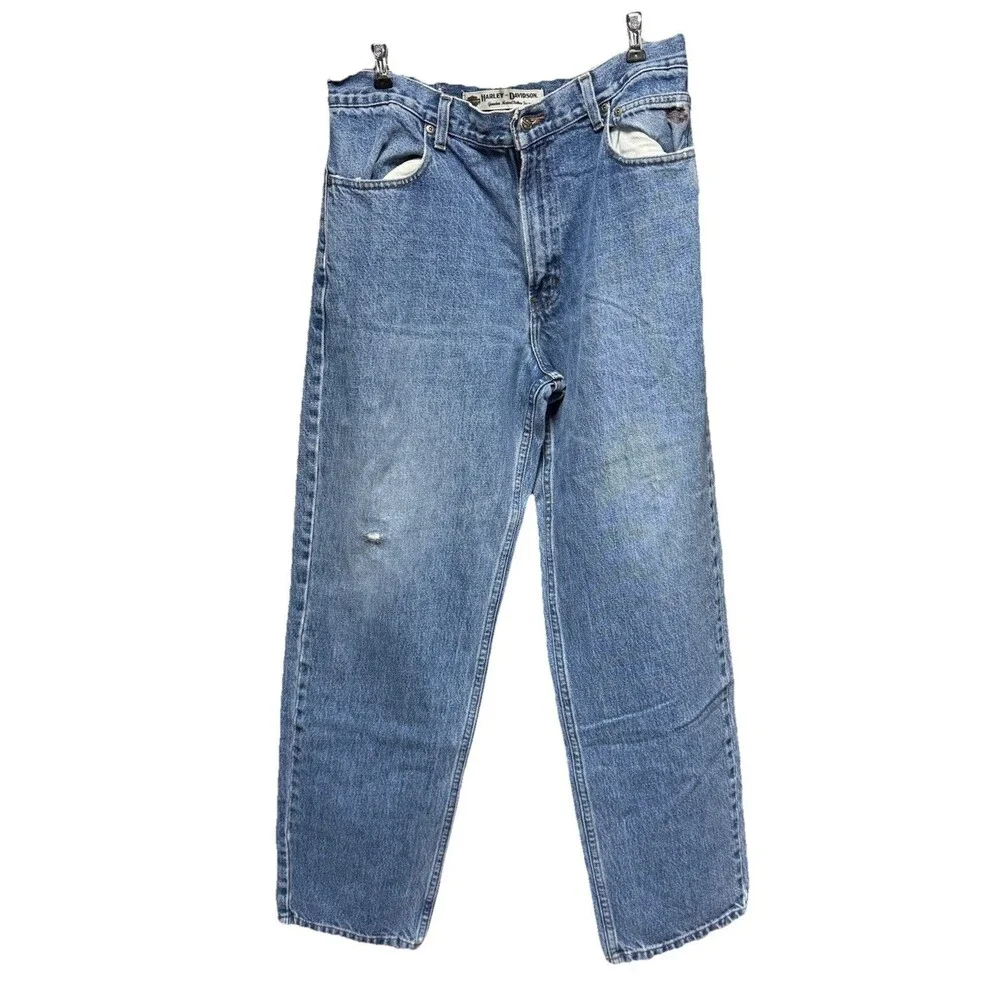 Harley Davidson Jeans Men's 36x32 Straight Five Pocket Medium Wash Denim Blue